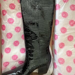 Matisse Black Croc-Patterned Heeled Boots